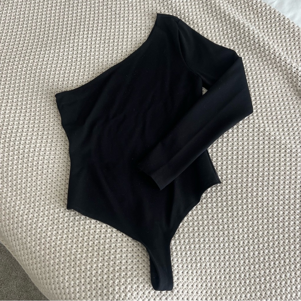 LPA one-shoulder, thong bodysuit